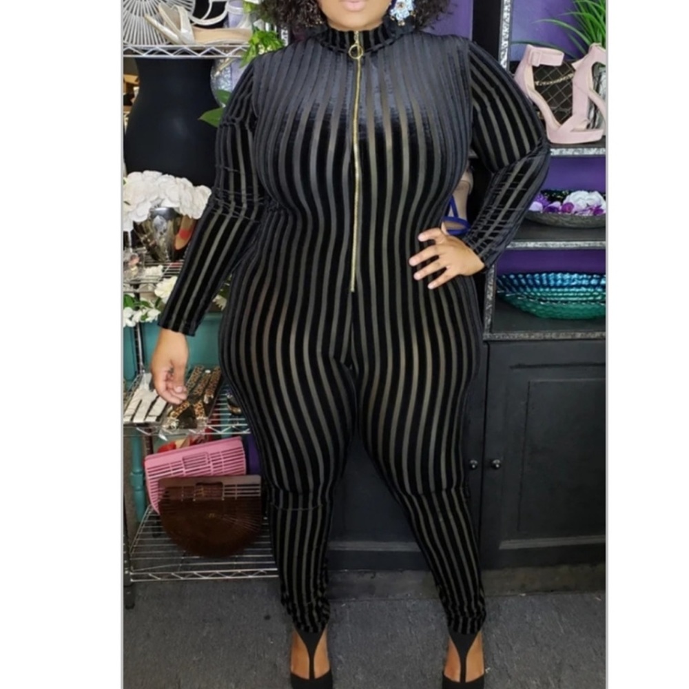 Black Stripped Jumpsuit